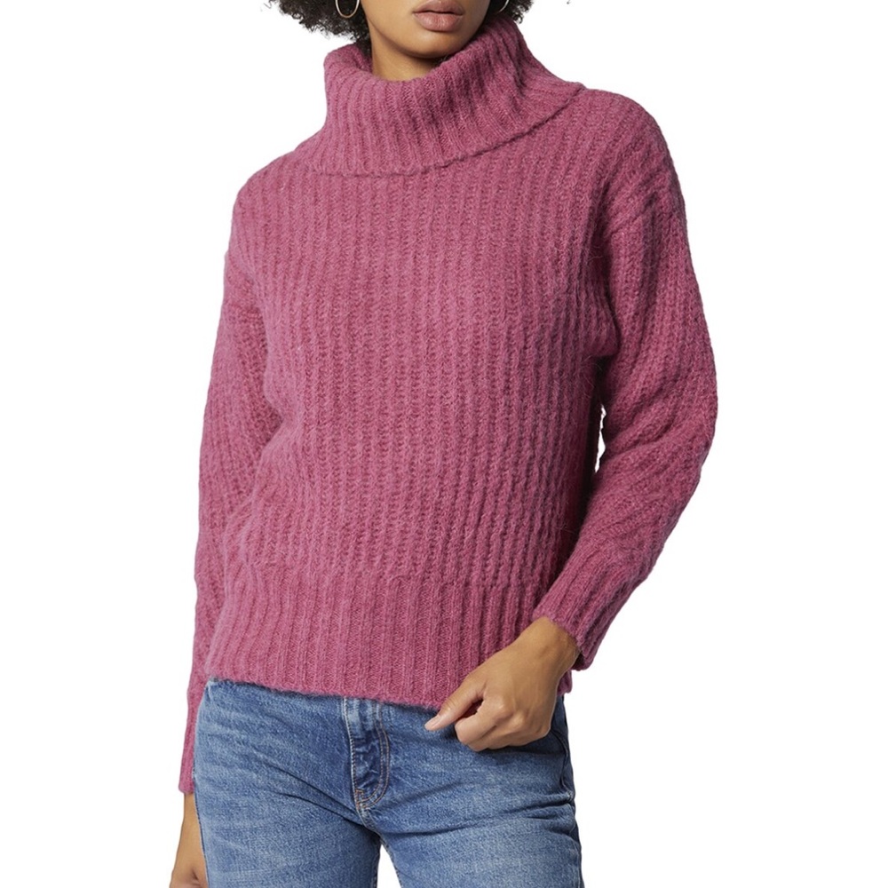 Equipment Femme Cowl Neck Ribbed Raspberry Ledra Sweater - NWT - XS